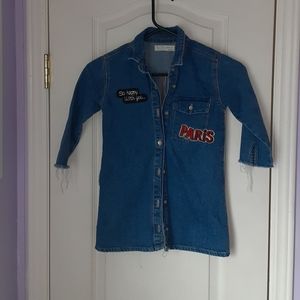 Zara girls denim distressed top